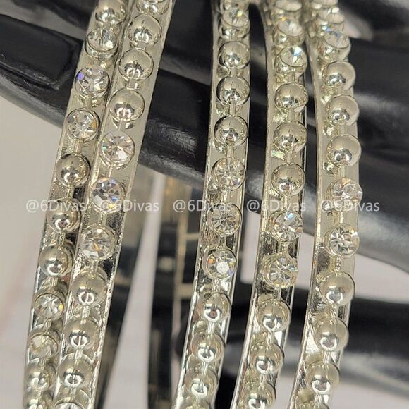Studded Silvery Bangles-NWOT - Picture 4 of 6